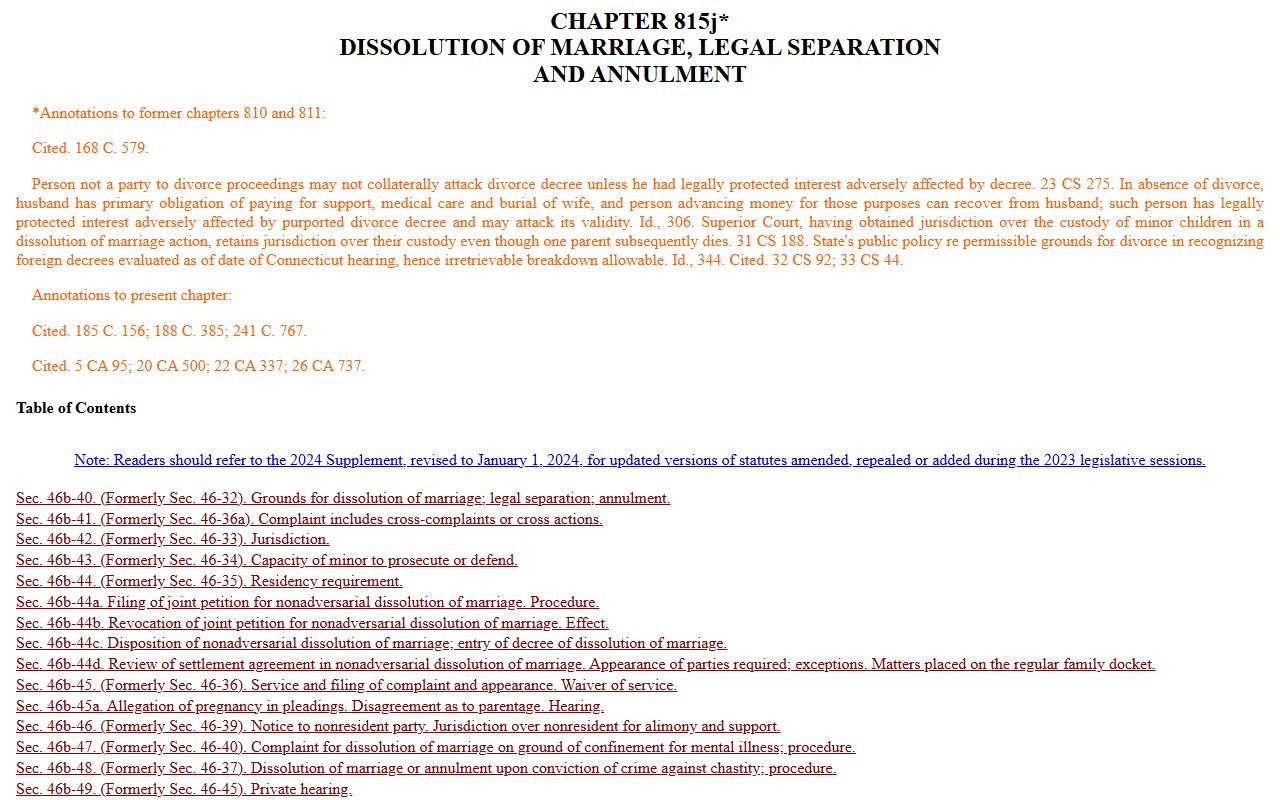 Connecticut Dissolution Of Marriage source screenshot