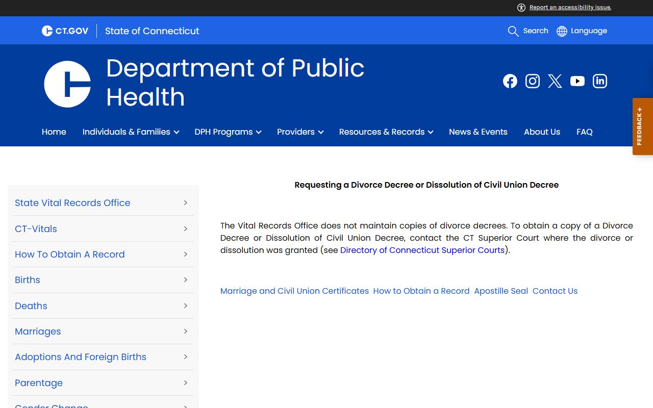 Connecticut Dissolution Of Marriage source screenshot